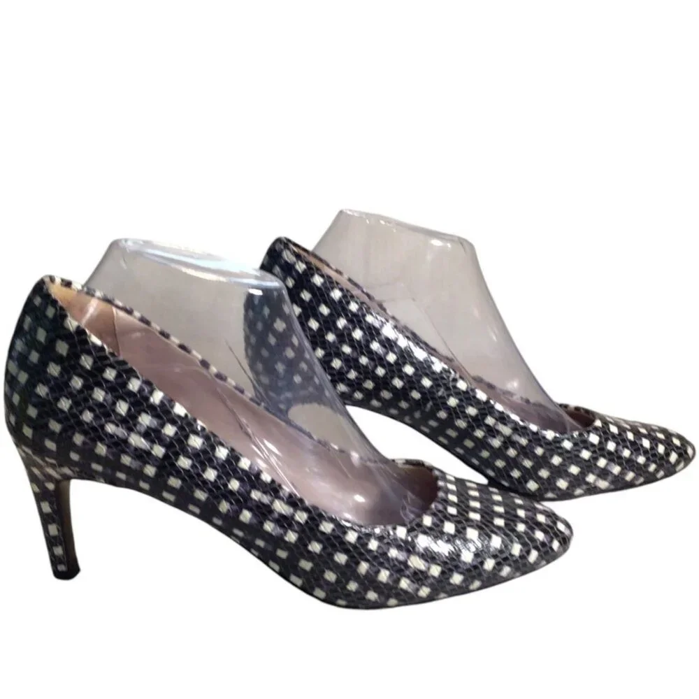 COLE HAAN 8 Eliza Grand Dress Pumps Snakeskin Embossed Leather Twee Corp Core - Picture 3 of 9